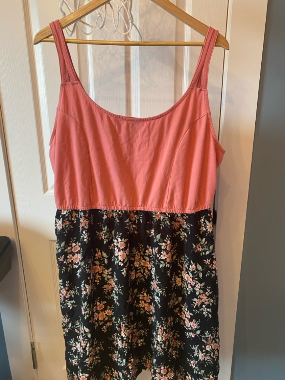 Warehouse One Coral Pink Top with Black Label
